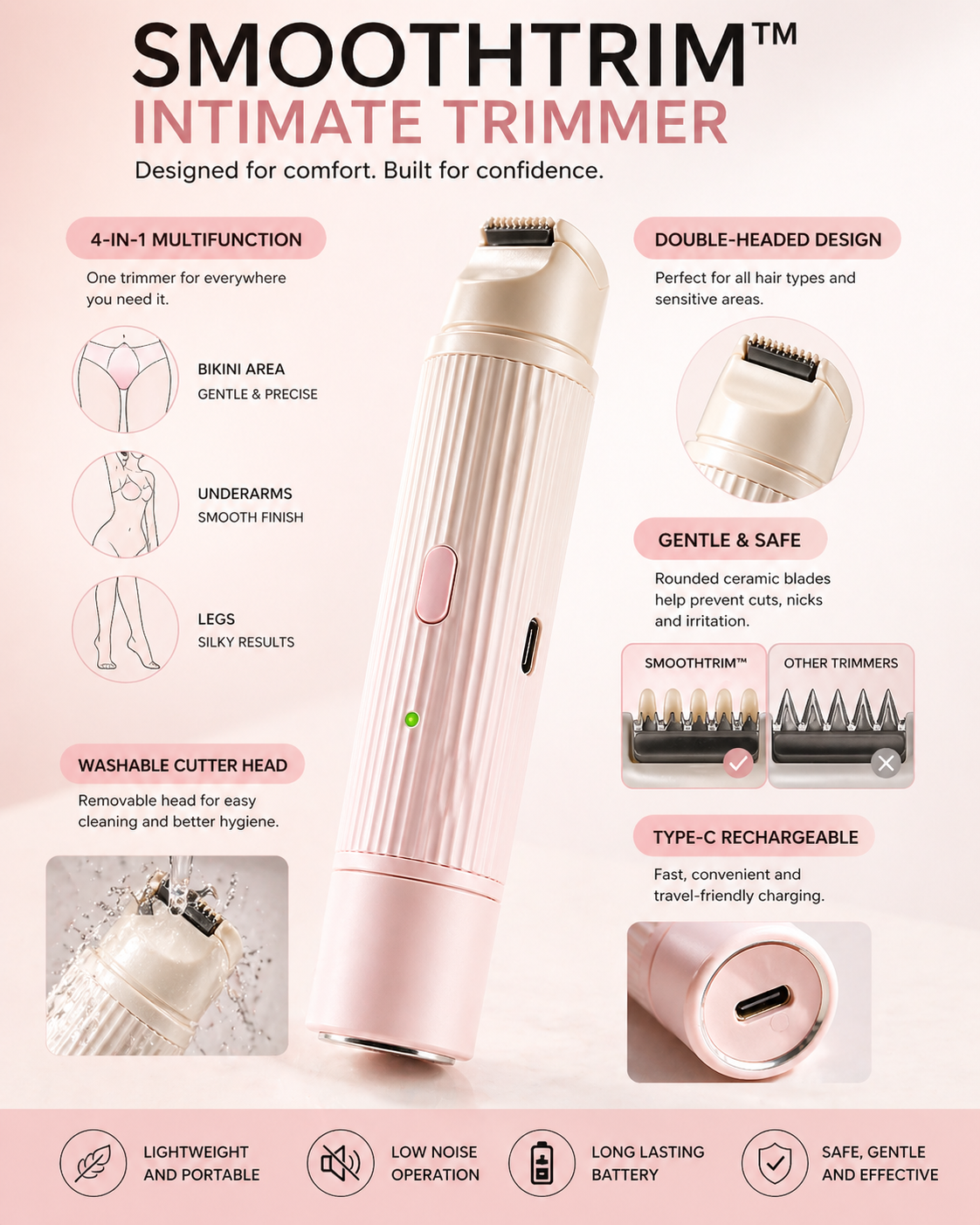 SmoothTrim™ Intimate Trimmer  — Silky Smooth Skin, Without Cuts or Waxing