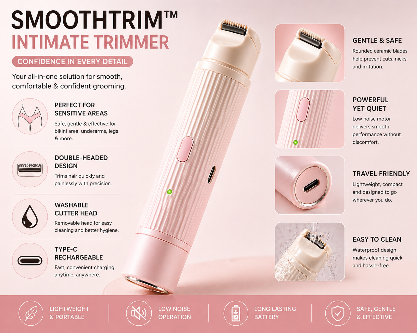 SmoothTrim™ Intimate Trimmer  — Silky Smooth Skin, Without Cuts or Waxing