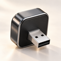 Rear view of the adapter showing its centrally mounted USB-A male connector