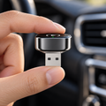 Side view showing the compact adapter and USB-A plug centred on its rear face