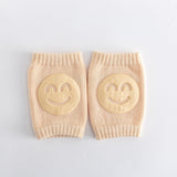 Beige baby crawling knee pads, one pair