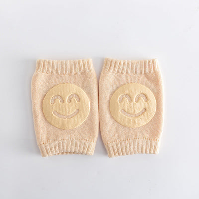 Beige baby crawling knee pads, one pair
